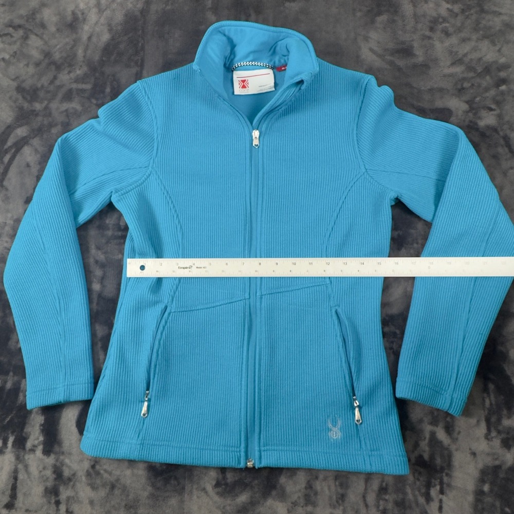 Spyder Core Sweater Full Zip Jacket Womens Medium Blue Fleece Lined Mid Layer - Picture 3 of 6
